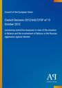 Council of the European Union: Entscheidung über restriktive Maßnahmen gegen Belarus. Blauer Hintergrund mit Logo.
