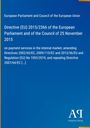 Text: Richtlinie (EU) 2015/2366 zu Zahlungsdiensten; blaues, formelles Cover; Verlagslogo unten rechts.