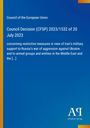 Council Decision (CFSP) 2023/1532 discusses restrictive measures on Iran's military support to Russia. Europäische Union Logo.