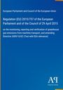 Titel: "Regulation (EU) 2015/757" über die Überwachung von Treibhausgasemissionen im Seeverkehr. Blaues Design.