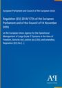 Text zur EU-Verordnung 2018/1726 über IT-Systemmanagement-Agentur, auf dunkelblauem Hintergrund mit Logo unten rechts.