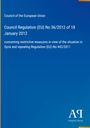 Council of the European Union. Council Regulation (EU) No 36/2012 of 18 January 2012 on Syria. Blau mit Logo „AR“.