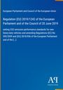 Titel: Regulation (EU) 2019/1242 über CO2-Emissionsstandards für schwere Nutzfahrzeuge. Blaue Hintergrundfarbe.