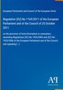 Text zu EU-Verordnung 1169/2011 über Lebensmittelinformationen mit Anmerkungen zu vorherigen Vorschriften; blaues Layout.