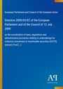 Text über EU-Richtlinie 2009/65/EC zur Koordination von Gesetzen für Anlageinstrumente, blauer Hintergrund, gelber Rand.