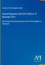Council Regulation (EU) 2017/2063 betreffend restriktive Maßnahmen zu Venezuela. Blauer Hintergrund, Antiphon Verlag.