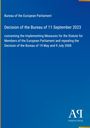 Texte: "Bureau of the European Parliament", "Decision of the Bureau of 11 September 2023". Blauer Hintergrund. Logo unten rechts.