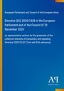 Europäische Union Richtlinie 2020/1828, Vertreterklagen zum Verbraucherschutz, 25. November 2020. Blau mit gelben Details.
