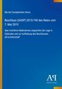 "Rat der Europäischen Union. Beschluss (GASP) 2015/740 des Rates. Blau mit gelben Streifen unten links."