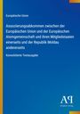„Europäische Union: Assoziierungsabkommen EU, Mitgliedstaaten, Republik Moldau.“ Blauer Hintergrund, Verlagslogo.