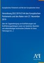 Verordnung (EU) 2019/2144 des Europäischen Parlaments und Rates über die Typgenehmigung von Kraftfahrzeugen. Blaues Design.
