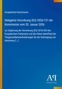 Text: Europäische Kommission: Delegierte Verordnung über Tiergesundheitsanforderungen. Blauer Hintergrund, gelber Rand.