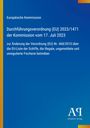 Text: "Europäische Kommission. Durchführungsverordnung (EU) 2023/1471... Schiffe, die illegale, ungemeldete und unregulierte Fischerei betreiben."  
Blauer Hintergrund, gelber Rand, schlichtes Design.