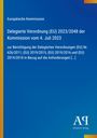 Text: "Delegierte Verordnung (EU) 2023/2048 vom 4. Juli 2023. Europäische Kommission. Antiphon Verlag." 

Blau mit gelbem Streifen.