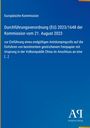 Europäische Kommission: Verordnung zu Antidumpingzoll auf Feinpapier aus China. Blaues Hintergrundbild mit Logo unten.