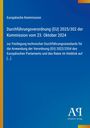 Illustration mit blauem Hintergrund. Text über EU-Durchführungsverordnung vom 23. Oktober 2024. Links ein gelber Streifen.