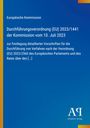 Text über eine EU-Durchführungsverordnung auf blauem Hintergrund mit gelbem Rand. Unten rechts ist ein Verlagslogo.