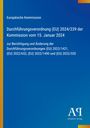 Text: Durchführung von EU-Verordnungen und Änderungen. Europäische Kommissionsthemen, blauer Hintergrund, Verlag-Logo.