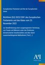 Text über EU-Richtlinie zur Geschlechterrepräsentation. Hintergrund: Blau mit orangem Rand, Logo unten rechts.