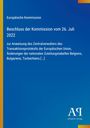 Text: Europäische Kommission, Beschluss vom 26. Juli 2022, betrifft EU Transaktionsprotokoll. 
Design: Blau mit gelbem Rand.