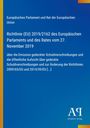 Text über EU-Richtlinie zu gedeckten Schuldverschreibungen. Blauer Hintergrund, farbiger Rand, Logo unten rechts.