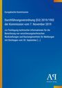 Text: Europäische Kommission, Durchführungsverordnung (EU) 2019/1902, Antiphon Verlag unten. Blauer Hintergrund.