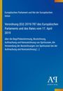 Verordnung (EU) 2019/787 über Spirituosenbeschaffenheit und Kennzeichnung, blau mit gelbem Rand, Logo unten rechts.