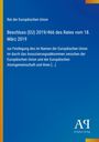 Beschluss (EU) 2019/466, Rat der Europäischen Union, Antiphon Verlag. Blauer Hintergrund mit vertikalen Farbstreifen.