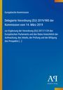 Text: "Delegierte Verordnung (EU) 2019/980 der Kommission vom 14. März 2019." Design: Blau mit gelbem Streifen links.