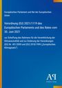 Ein blauer Hintergrund mit Text über die EU-Verordnung 2021/1119 und Klimaneutralität, Logo des Antiphon Verlags unten.