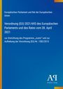 Verordnung (EU) 2021/693 zur Einrichtung des Programms „Justiz“. Blauer Hintergrund mit gelbem Rand. Logo unten rechts.
