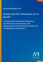 Beschluss (EU) 2021/764, Rat der Europäischen Union vom 10. Mai 2021, zu „Horizont Europa“. Blaue Fläche mit Logo.