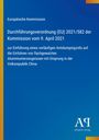 "Durchführungsverordnung (EU) 2021/582" ist auf einem blauen Hintergrund zu sehen, mit einem gelben Streifen links.