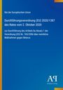 Text mit blauem Hintergrund: „Durchführungsverordnung (EU) 2020/1387 des Rates…“; gelber Streifen links und ein Logo unten rechts.