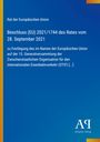 Titel: Beschluss (EU) 2021/1744 des Rates vom 28. September 2021. Blaue Seite, weißer Text, Ränder in Gelb und Rot. Logo: AQ.