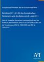 Texte: Europäisches Parlament, Richtlinie, Investmentfonds. Blauer Hintergrund, gelbes Logo unten rechts.
