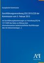 Blauer Hintergrund mit Text zur "Durchführungsverordnung (EU) 2015/220" der Europäischen Kommission. Logo: "Antiphon Verlag".