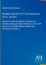 Text über einen EU-Kommissionsbeschluss zur Airport Handling S.p.A. auf blauem Hintergrund, mit Verlagslogo unten rechts.