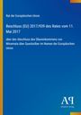 Ratsbeschluss über das Minamata-Übereinkommen zu Quecksilber. Blauer Hintergrund mit gelbem Rand links.