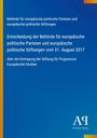 Blauer Hintergrund, weißer Text über europäische Parteien und Stiftungen, Logo "Antiphon Verlag" unten rechts.
