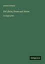 Austin Dobson: De Libris; Prose and Verse, Buch