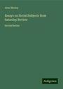 Anne Mozley: Essays on Social Subjects from Saturday Review, Buch