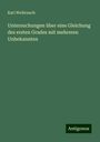 Karl Weihrauch: Untersuchungen über eine Gleichung des ersten Grades mit mehreren Unbekannten, Buch