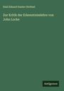 Emil Eduard Gustav Strötzel: Zur Kritik der Erkenntnisslehre von John Locke, Buch