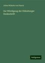 Julius Wilhelm Von Planck: Zur Würdigung der Oldenburger Denkschrift, Buch