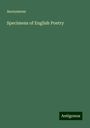 Anonymous: Specimens of English Poetry, Buch