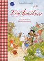 Ein Buchcover zeigt "Tilda Apfelkern - Viel Wirbel im Heckenrosenweg" von Andreas H. Schmachtl. Tiere wandern fröhlich.