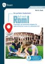 "Die perfekte Studienfahrt. Auf nach Rom! Praxistipps und spannende Aufgaben. Drei Jugendliche vor dem Kolosseum mit einer Karte."