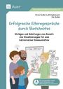Illustration einer Gruppe von Menschen, die ein Whiteboard mit Skizzen betrachten; dabei ist ein Glühbirnen-Symbol sichtbar.