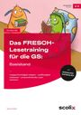 "Das FRESCH-Lesetraining für die GS: Basisband". Zwei bunte Monster mit Büchern. Links Text: "Fit trotz LRS".